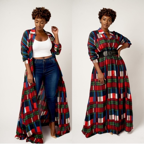 Perfectly Plaid Maxi Dress L - Picture 2 of 6